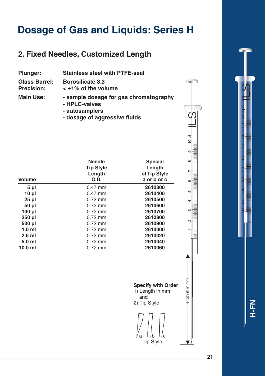 Fixed Needles, Customized Length